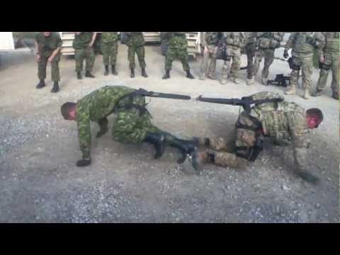 One on one soldier Tug of War, Canada vs USA