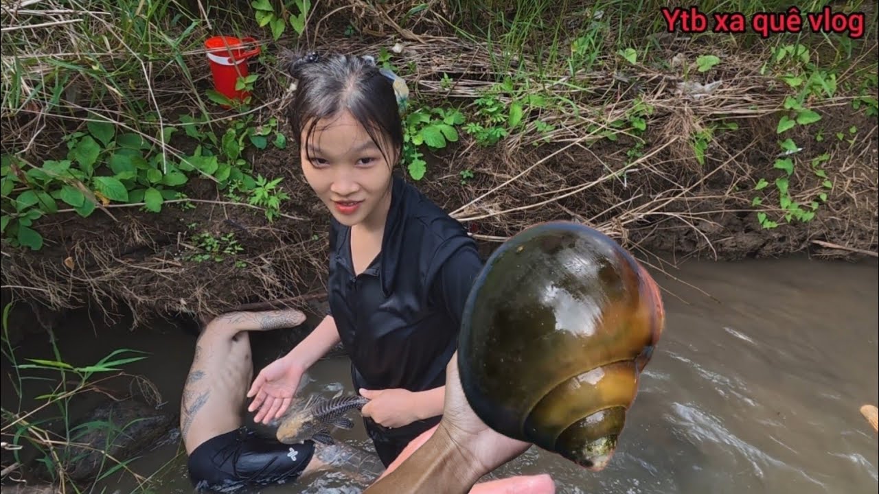 Chích cá trên Suối Rừng mùa Tết gặp mấy em gái đi mò Cá 😁 | XA QUÊ VLOG 