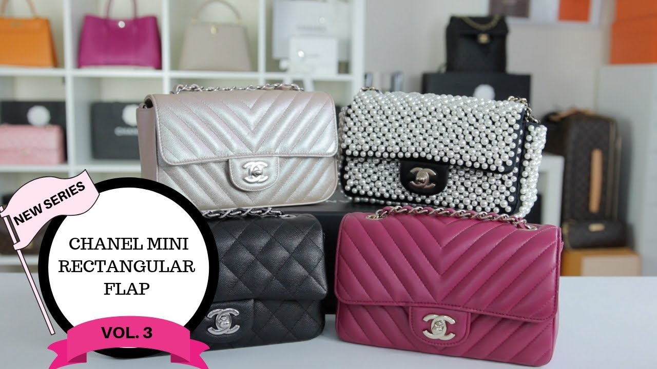 Chanel Pink Classic Chevron Rectangular Mini Flap Bag