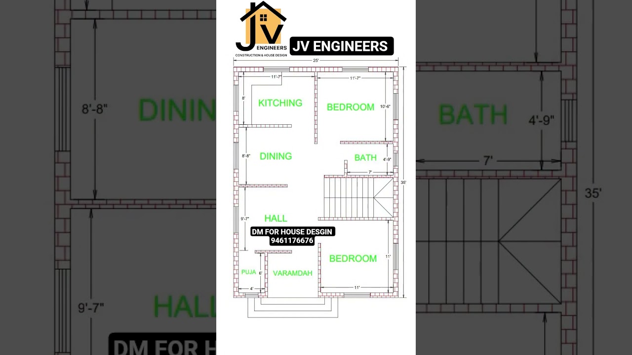 25'x35' House Plan | 2BHK Modern Design | Full Layout  