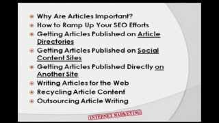 Internet Marketing Training - Article Marketing