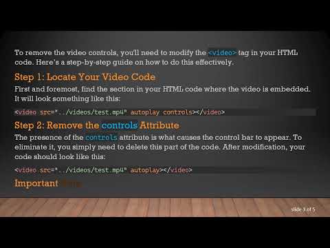 How to Remove the Control Bar from the Video Tag Inside an Iframe