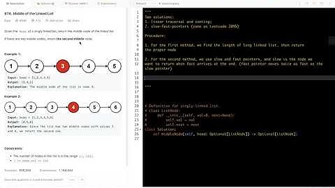 Leetcode 876. Middle of the Linked List - basic practice: linked list traversal; slow-fast pointers