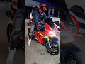 Wearing My Helmet  And Glove to Ride my Panigale v4s At Night #bikelover #panigalev4