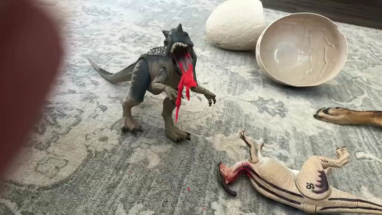Allosaurus kills and destroys parasaur.