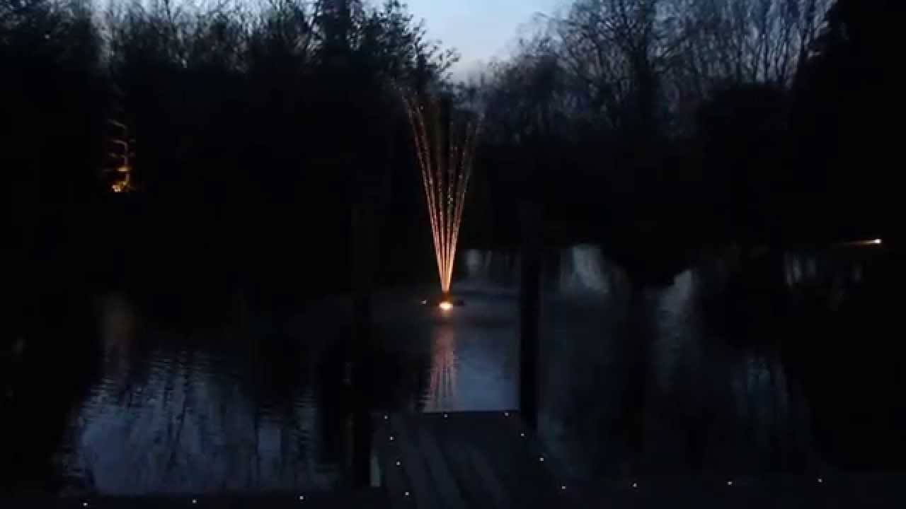 Upgraded floating fountain and OASE / LED lighting to a large pond near