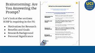 2024 Personal Statement Workshop for Summer Undergraduate Research Program (SURP)