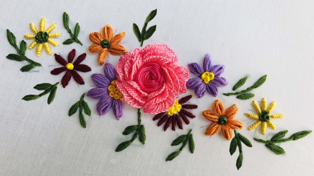 Hand Embroidery: Big Flower Embroidery - Bed Sheet Embroidery ...