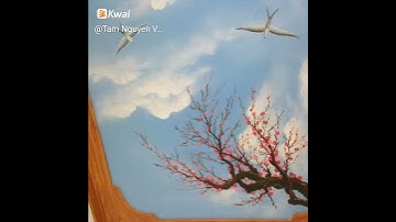 VẼ TRẦN MÂY 3d NGHỆ THUẬT/Tranh bầu trời hoa lá thiên nhiên bốn mùa/Trang trí Trần nhà đẹp0947213776