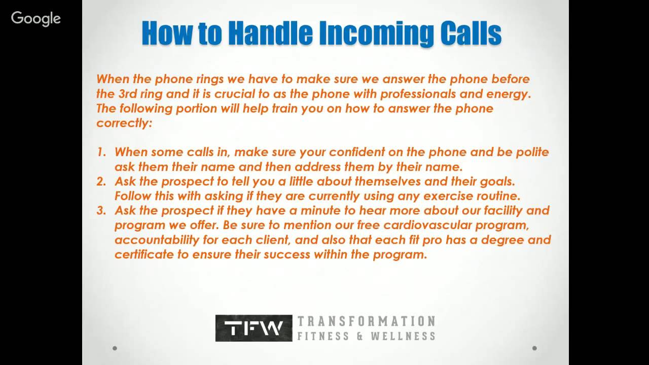 Fitness Professional Training Program Fulfillment of Service - Customer Service