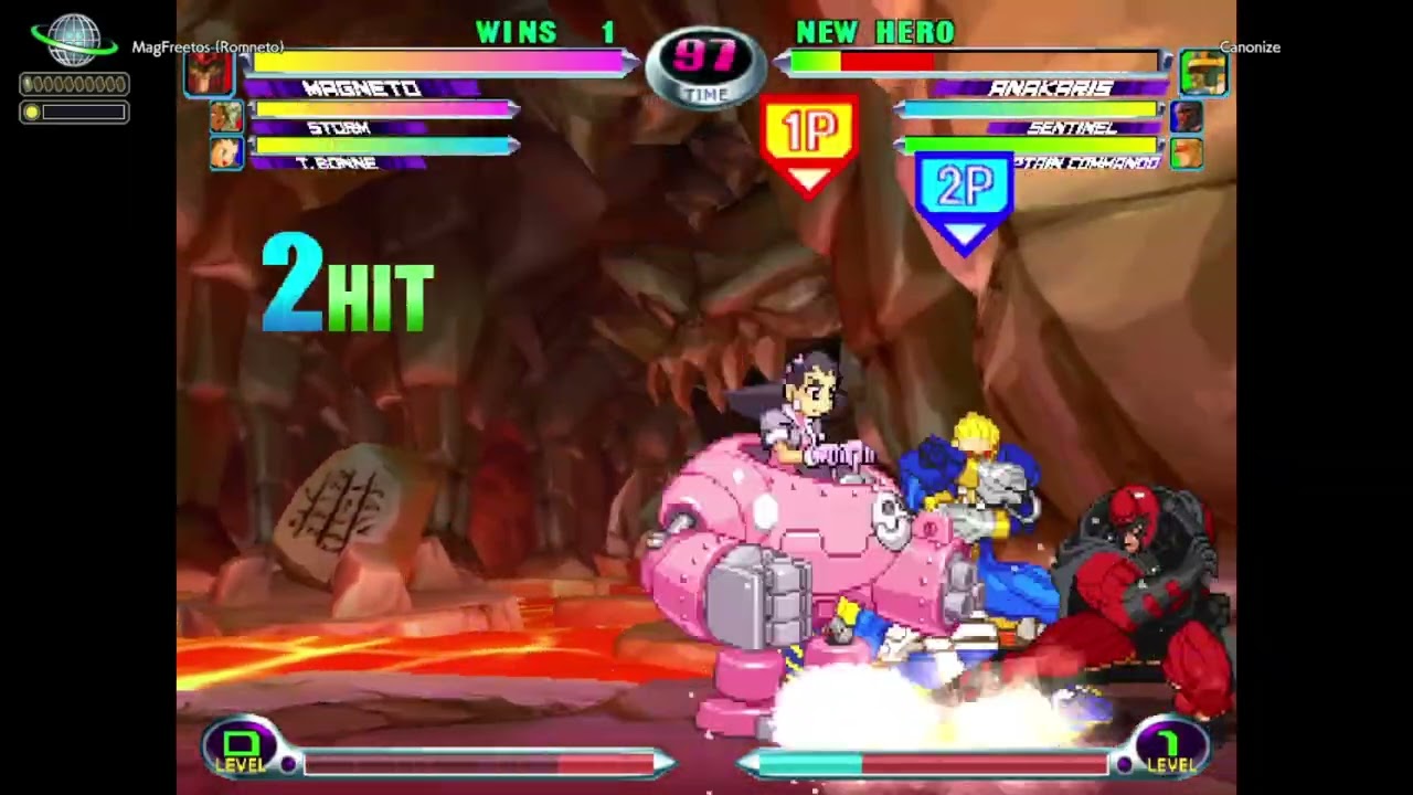 MvC2: Romneto - Magneto/Tron Forced Roll Crossup 200% Sequence in 6 sec (Match Start) .:2.8.26:.