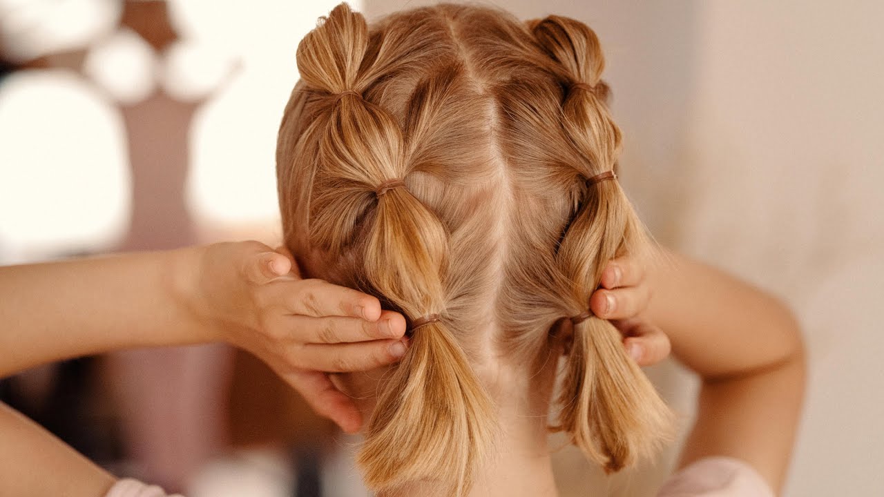 Tutorial: Playful children's hairstyle. How to make playful ponytails