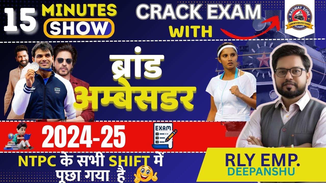 Brand Ambassador 2025  | ब्रांड एम्बेसडर 2025 | Latest Current Affairs 2025 | Railway Zone Classes