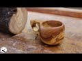 Making kuksa cup from olive wood  zeytin aacndan kuksa bardak yapm