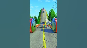 Mixed Color Buses Fall Crash & Explode -BeamNG.drive #youtubeshorts #carcrash