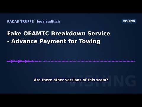 Fake OEAMTC Breakdown Service — Advance Payment for Towing