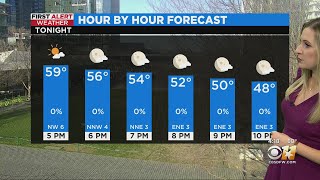 Partly cloudy conditions persist with temps in the upper 40s