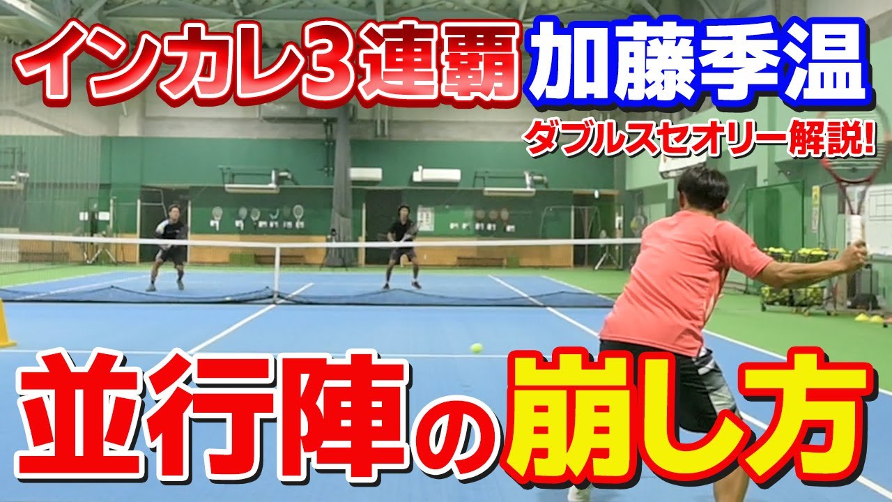 【テニス】対戦相手が2人ともネットプレーに来たときの対処法！「並行陣」の崩し方｜ダブルスセオリー徹底解説！｜加藤季温【ロードtoゼンニホン】