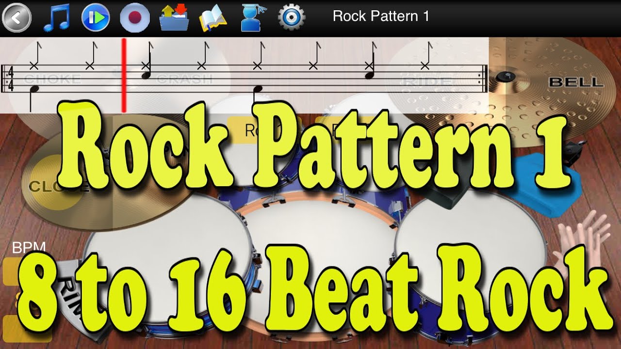 Rock Pattern 1 - 8 to 16 Beat - Learn To Master Drums - YouTube