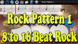 Rock Pattern 1 - 8 to 16 Beat - Learn To Master Drums screenshot 4