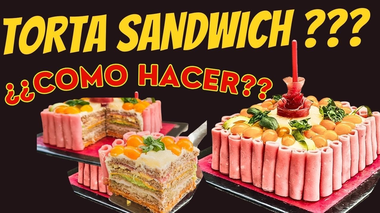 🥪 TORTA SALADA de Cumpleaños 👉 Con Pan de Sándwich  🎂 #tortasalada #pasteldesandwich #sandwichon