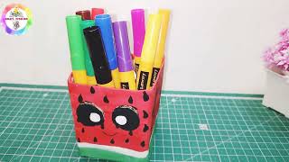 DIY PEN HOLDER | Easy melon pencil holder - School Supplies