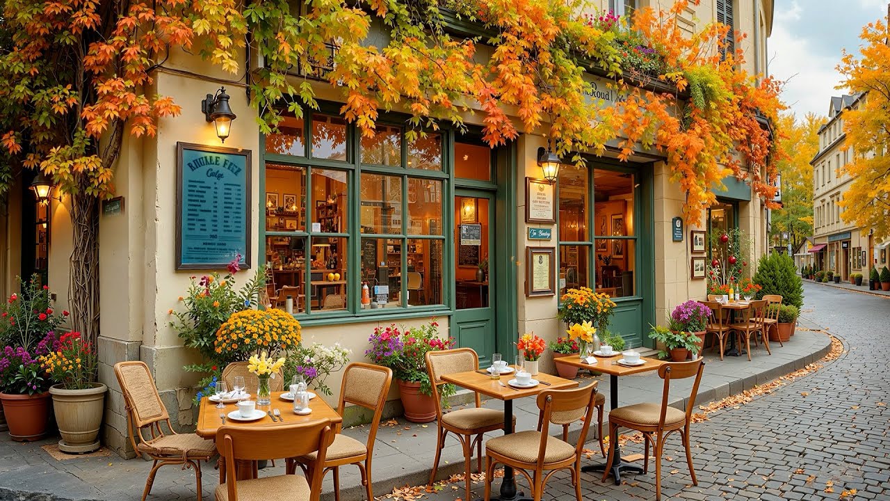 Tranquil Autumn Sidewalk Café 🍁 Relaxing Jazz & Bossa Nova Tunes for Reading, Study and Relax