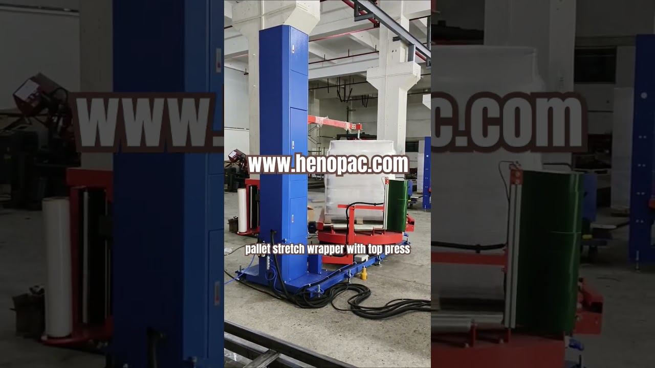 automatic pallet stretch wrapper with top press
