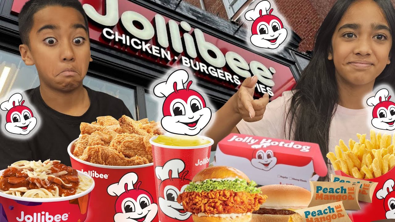 🇵🇭 First Time Trying Jollibee! | Chickenjoy, Spaghetti & Peach Mango Pie 🍗🍔🥧