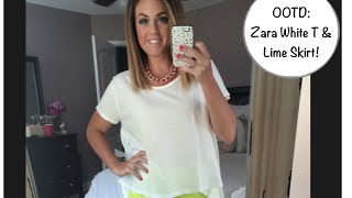 OOTD: Zara White T-shirt and Bright Skirt