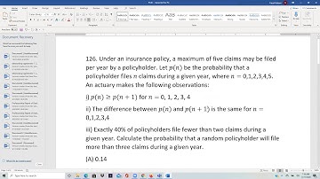 Actuarial SOA Exam P Sample Question 85 (once 126) Solution