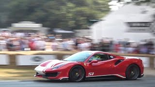 The 2018 ferrari 488 pista is a high performance, low volume variant
of already impressive gbt. here, it presented at goodwood festival
o...