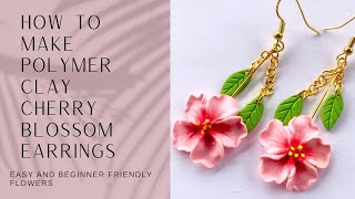 How To Make Polymer Clay Cherry Blossom Earrings | DIY Polymer Clay Easy Beginner Floral Earrings