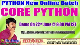 CORE PYTHON Online Training in DURGASOFT