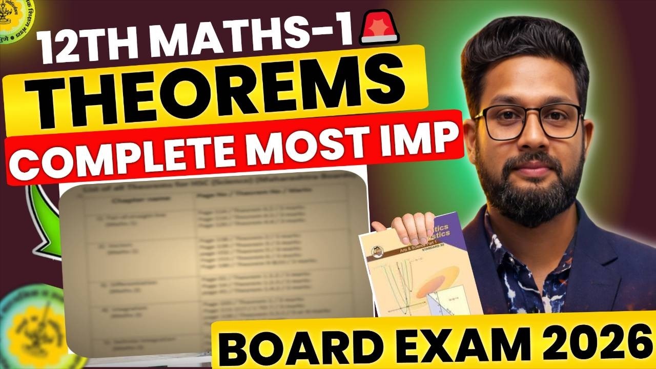 12TH MATHS ALL IMP THEOREMS FOR BOARD EXAM 2026 | 12TH MATHS BOARD PAPER 2026 | JR COLLEGE |