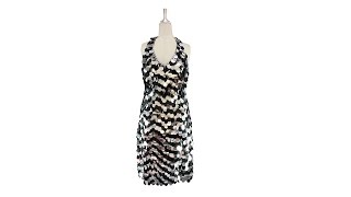 Famous Short handmade sequin dress, in 30mm mixed black and metallic silver Wealth