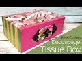 Decoupage Tissue Box/ Easy Decoupage Technique for Beginners