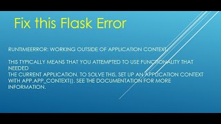 Flask - RuntimeError: working outside of application context #flask #python #flaskRunTimeError - YouTube Flask - Runtimeerror: Working Outside Of Application Context #Flask #Python #Flaskruntimeerror - Youtube