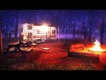 VIRTUAL CAMPING - Relaxing  Nature Night in Forest By the Crackling Campfire Ambience