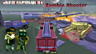 BLOCKAPOLYPSE Zombie Shooter: Survivors helping to stop the plane fire to repair it and escape screenshot 2