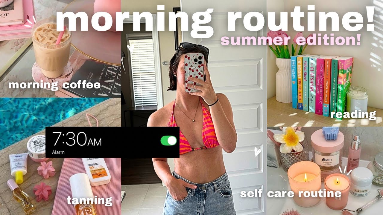 PRODUCTIVE SUMMER MORNING ROUTINE ⭐️ | productive, coffee, tanning, reading, self care routine