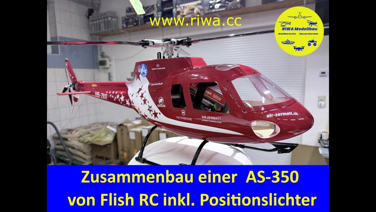 Zusammenbau einer Air Zermatt AS-350 von FlishRC inkl. Unilight Positionslichter. "Eine Augenweide"