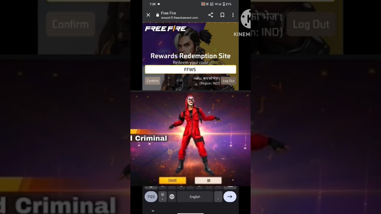 FF REDEEM CODE TODAY 21 JUNE FREE FIRE REDEEM CODE GARENA FREE FIRE