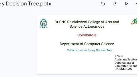 Binary Decision Tree|Ms R Vani|Asst Prof|CS|Video Lecture Series 1
