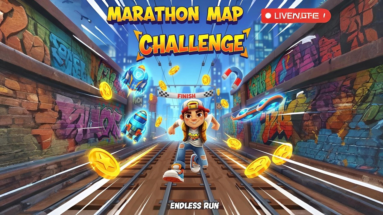 🔥SUBWAY SURFERS MARATHON MAP CHALLENGE - ENDLESS RUN LIVE! 🏃‍♂️ | Vertical Gameplay