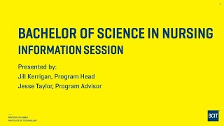 BCIT Bachelor of Science in Nursing (BSN) Online Info Session May 30, 2023