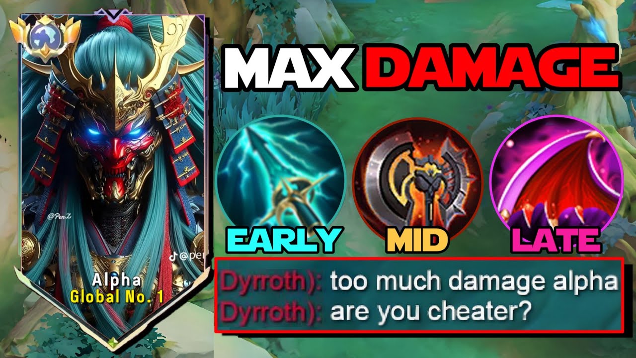 GLOBAL ALPHA BEST DAMAGE BUILD AND EMBLEM FOR UNLI TRUE DAMAGE IN THE ...