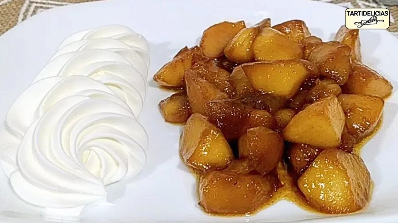 🍎 POSTRE FÁCIL, RÁPIDO, SIN HORNO y ECONÓMICO Manzanas Acarameladas en Sartén, Vas a Repetir!
