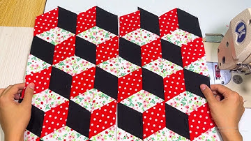 3D Quilt | Easy Tumbling Block Without Y Seam | Cube Quilt Pattern