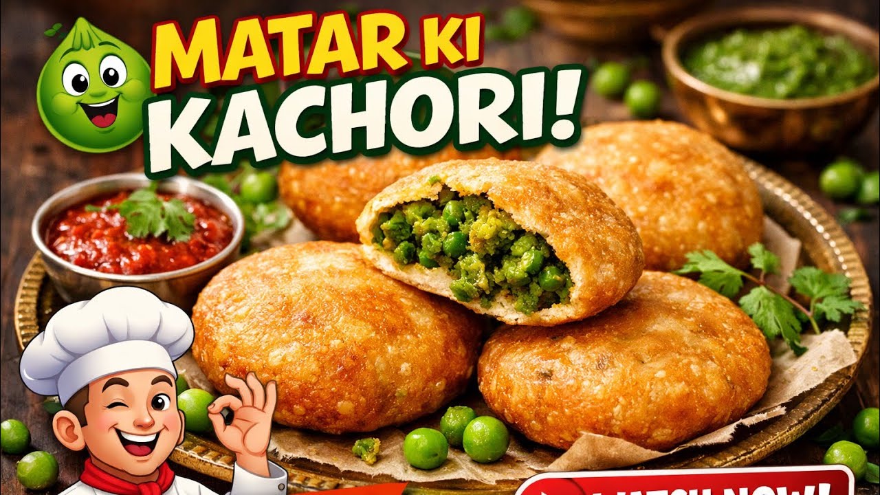 गरमा-गरम 😍 बाहर से कुरकुरी, अंदर से मसालेदार मटर की कचौरी 🥟एक कचौरी और दिल बोले – बस एक और! 🤤🔥